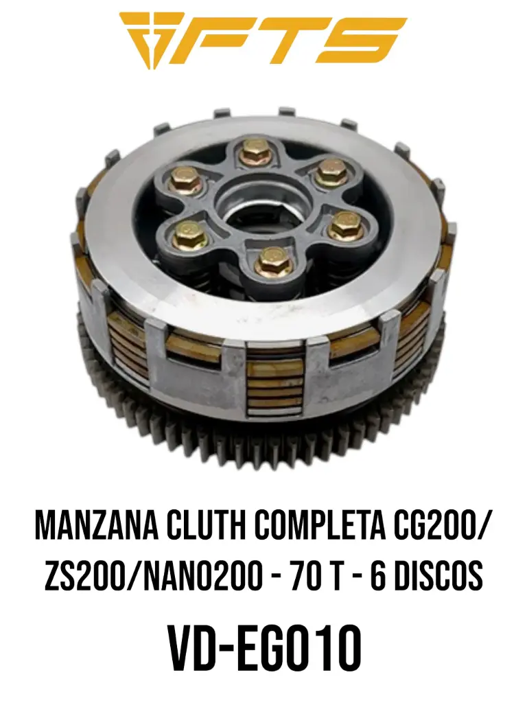 MANZANA CLUTH COMPLETA  GEN P/ CG200/ZS200/NANO200 - 70 T - 6 DISCOS