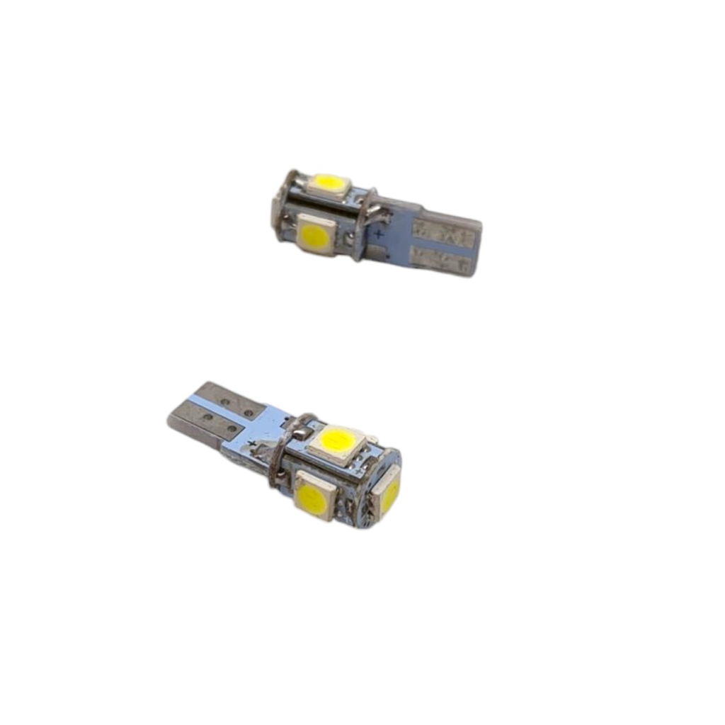 SET  2 BOMBILLOS LED T10 MUELA 5 LED AZUL