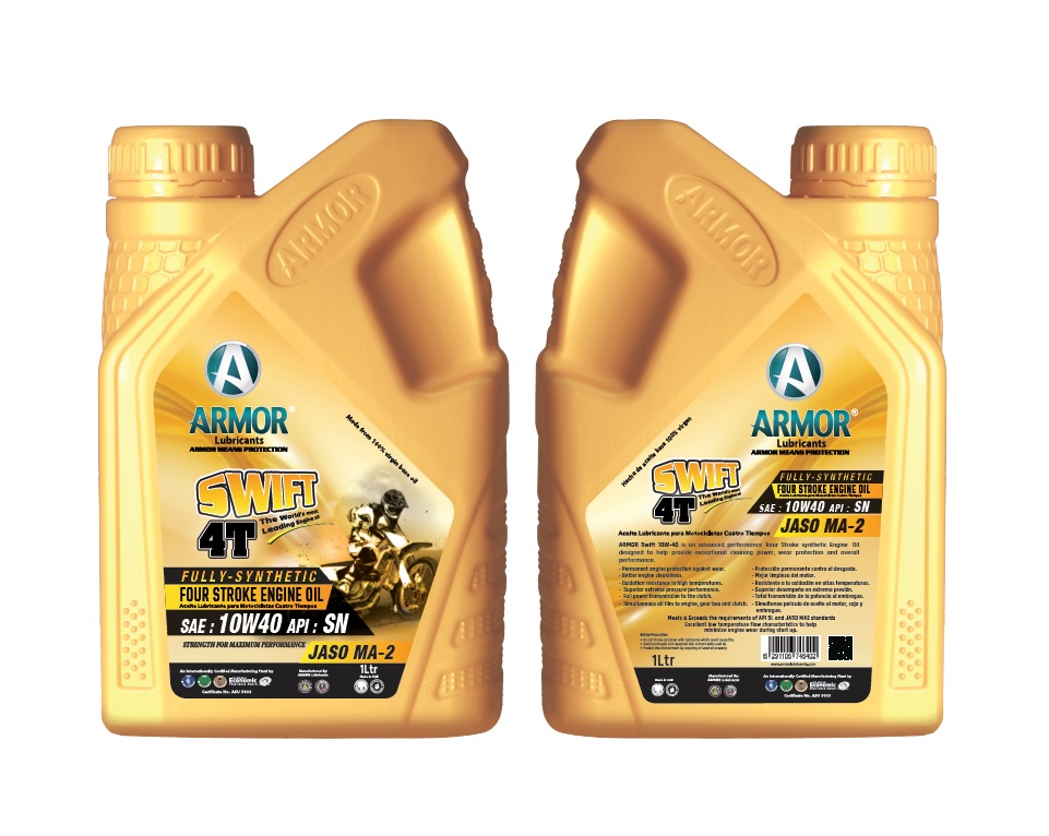 ACEITE ARMOR 4T MOTO 10W40 FULL SINTETICO JASO MA-2 API SN