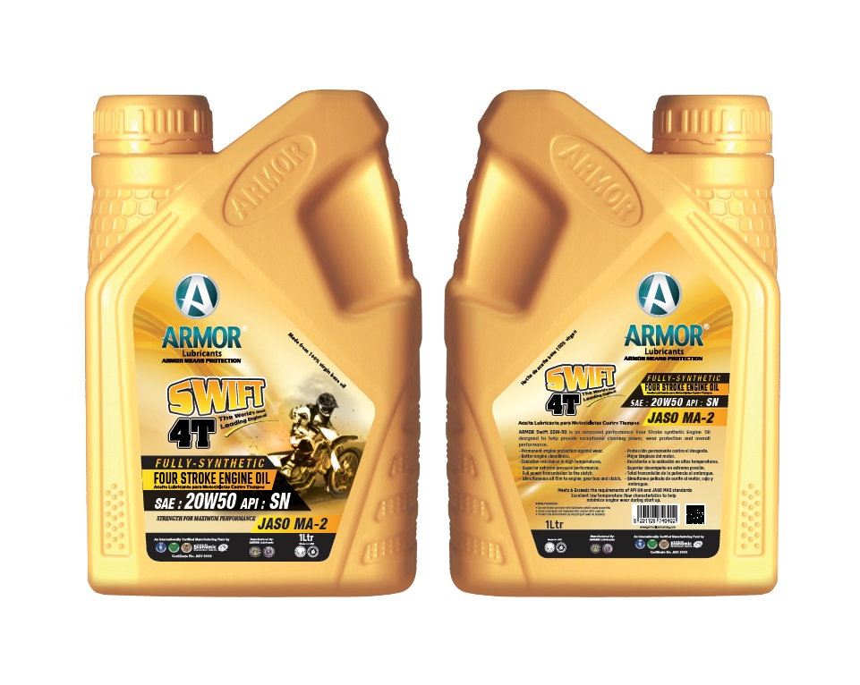 ACEITE ARMOR 4T MOTO 20W50 FULL SINTETICO JASO MA-2 API SN