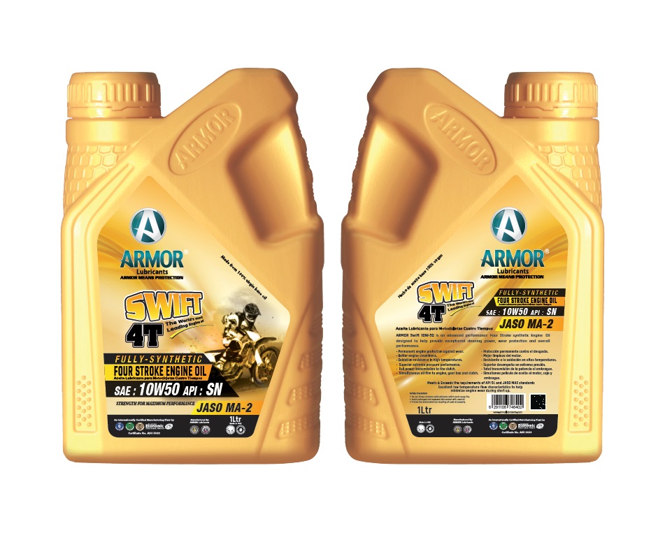 ACEITE ARMOR 4T MOTO 10W50 FULL SINTETICO JASO MA-2 API SN