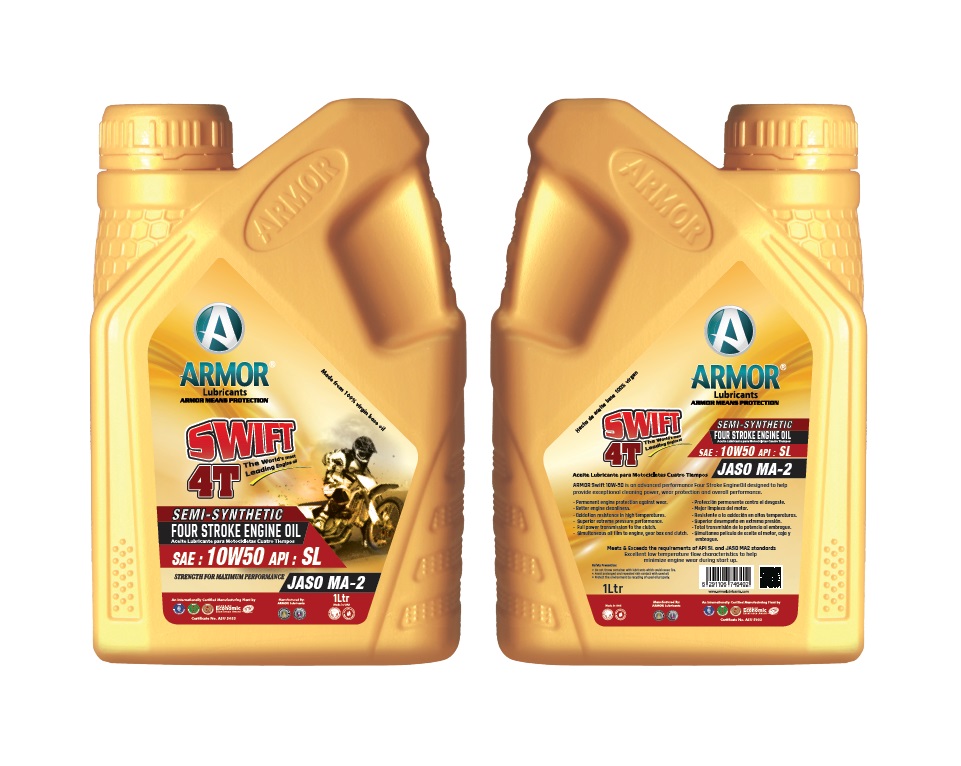 ACEITE ARMOR 4T MOTO 10W50 SEMI SINTETICO JASO MA-2 API SL