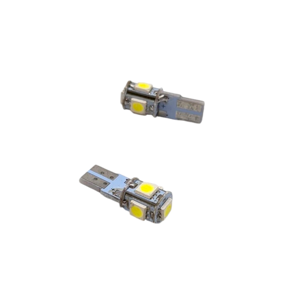 SET 2 BOMBILLOS LED T10 MUELA 5 LED BLANCO