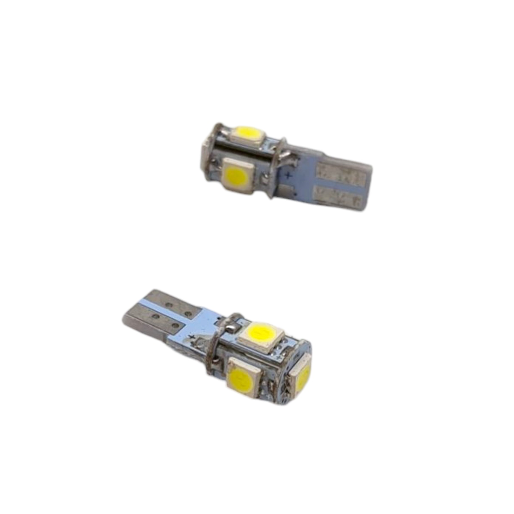 SET 2 BOMBILLOS LED T10 MUELA 5 LED ROJO