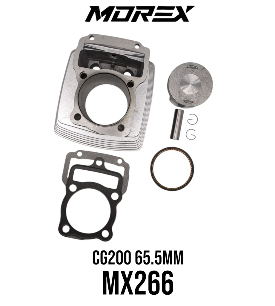 KIT CILINDRO CG200/ZS200/NANO200/SMX200 GRIS RACING 230CC (PISTON 65.5MM RASPIN 15MM)